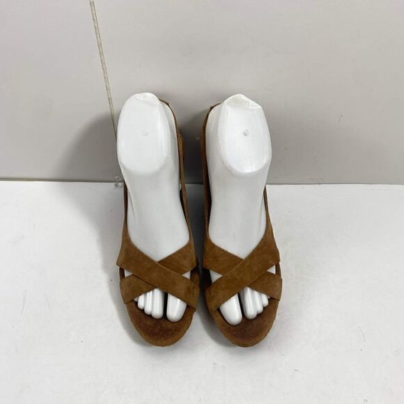 Ugg women's US 6,5 Suede wooden Wedge Hazel Platform Slingback Sandals Shoes - Picture 4 of 13